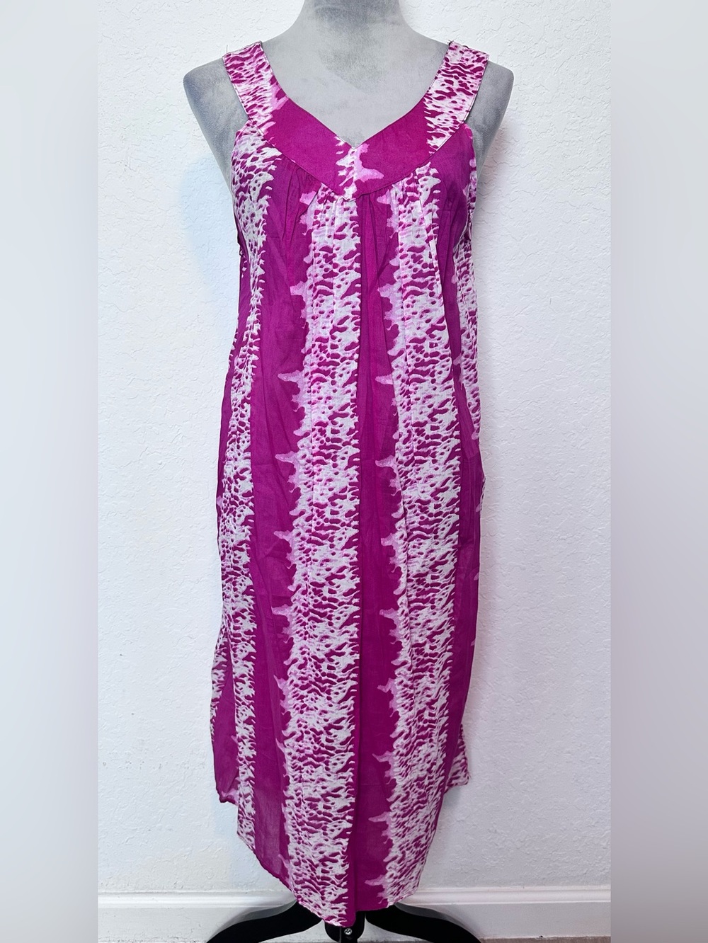 Pacific Batik Collection NWT Pink Batik Print V-Neck Cotton Cover Up Dress
